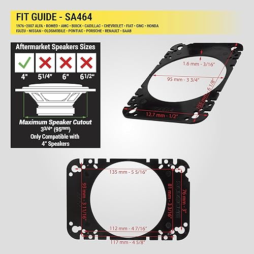 Miniatura 5 de Scosche Compatible con determinados vehículos de importación y domésticos adaptadores universales de 4 x 6 pulgadas a 4 pulgadas (1 par) SA464