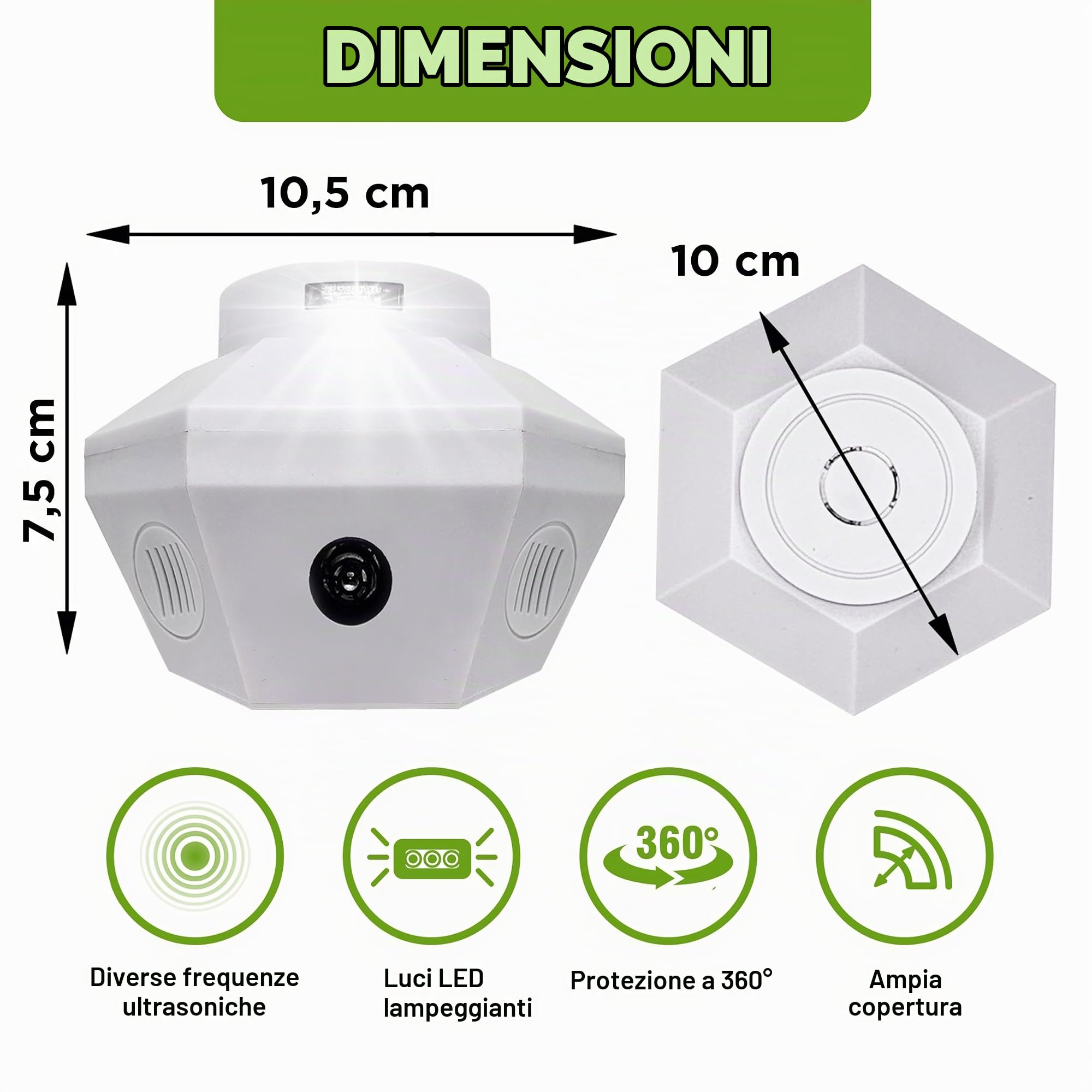ISOTRONIC® Spaventa martore con spina – per 100 mq | tradizione dal 1979 | Repellente per topi per soffitta, casa, magazzino, garage, garage | Collegamento a una presa | con ultrasuoni e luce LED (1)