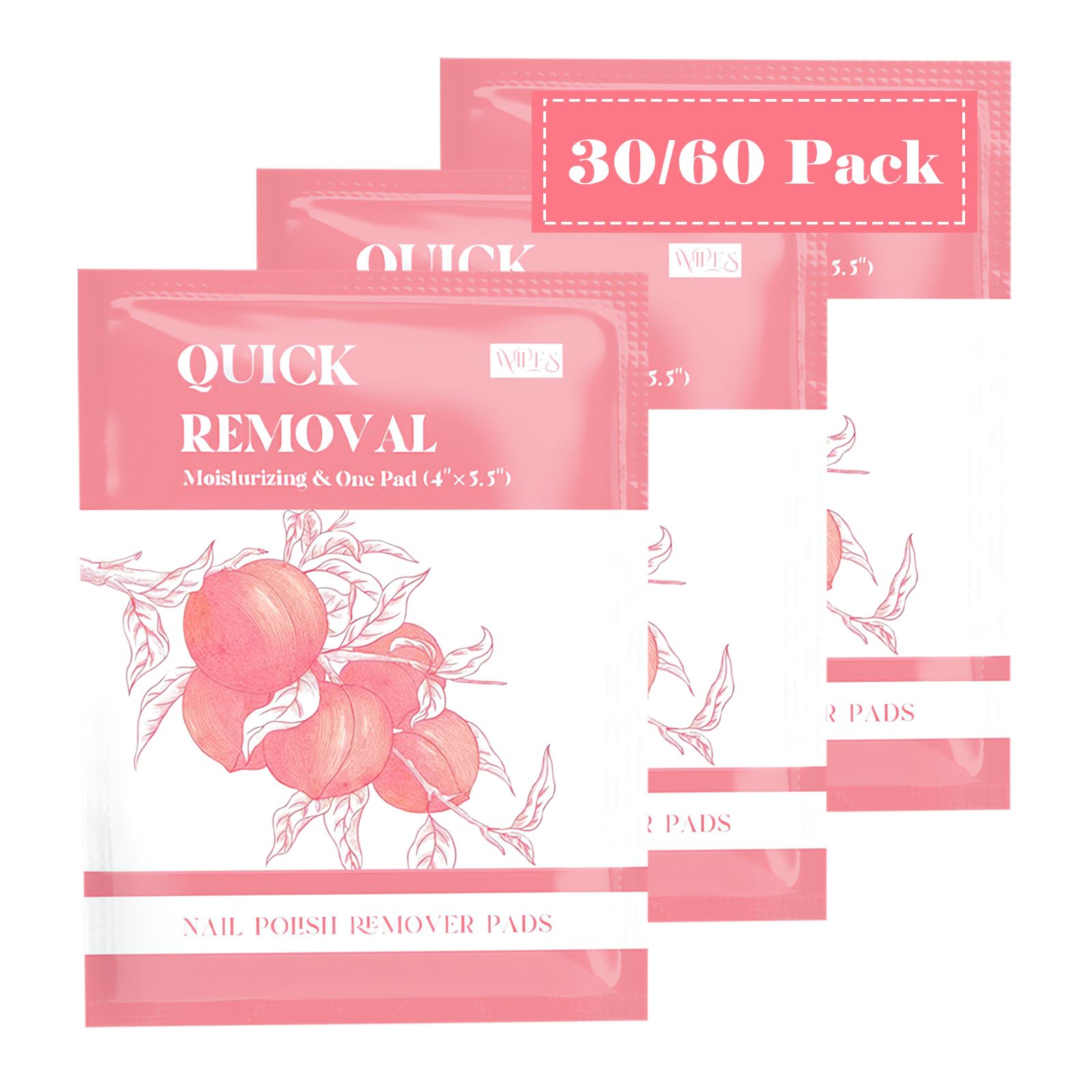 Corconess 60PCS Nail Polish Remover Pads Nail Polish Remover Wipes 4” X 5.5” Large Size Acetone Pads Quickly Remove Nail Polish Travel-Friendly