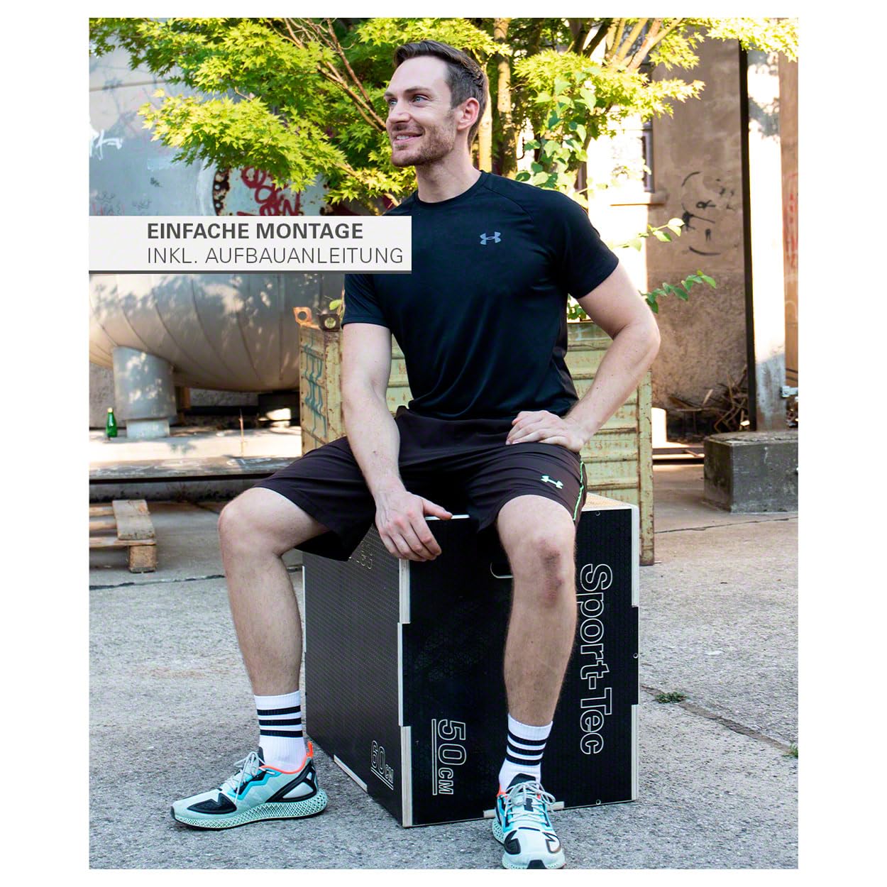 Sport-Tec Sprungtrainer 3-in-1 Plyo Box aus Holz, 75x60x50 cm