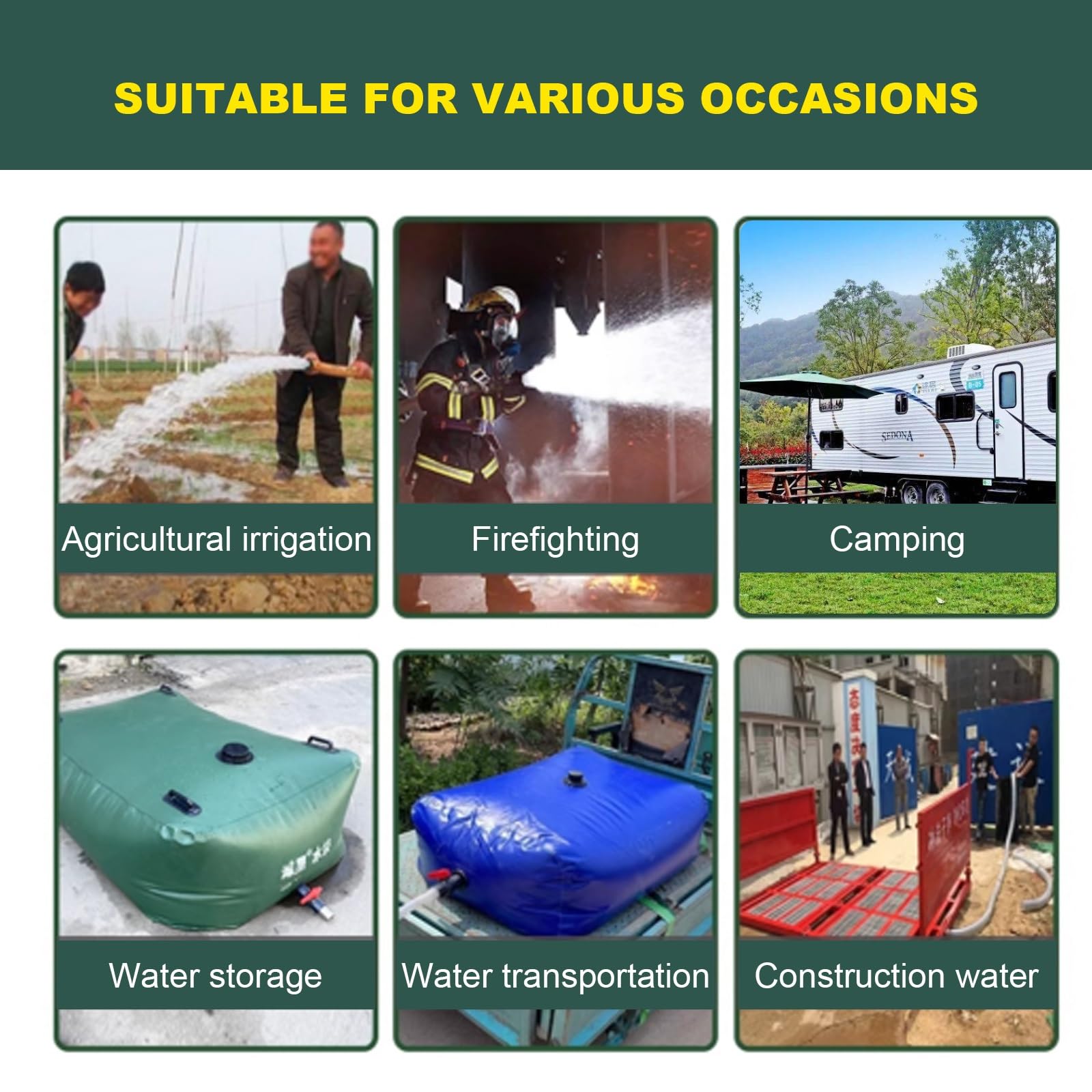 Deposito de Agua con Grifo, Tanque de Agua Plegable, Contenedores Almacenamiento Vejiga Agua for Exteriores, Supervivencia, RV, Jardín(1000L/264Gal)