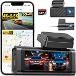 4K Dash Cam Front and Rear Camera,4K+2.5K Dual Dashcam for Cars with 3.16''IPS,64GB Card,Built-in GPS,5GHz WiFi & App Control,Time Lapse,Parking Mode,G-Sensor,Loop Recording,WDR,Night Vision