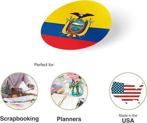 Miniatura 2 de Calcomanía de vinilo con la bandera del país de Ecuador, 1 pulgada, redonda, dos hojas, 50 piezas en total, con logotipo para niños, álbum de