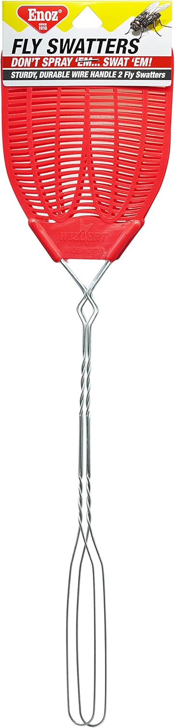 Enoz Plastic Mesh Head Flyswatter with Metal Handle, Assorted Colors, 2 Count (Pack of 3) : Patio, Lawn & Garden