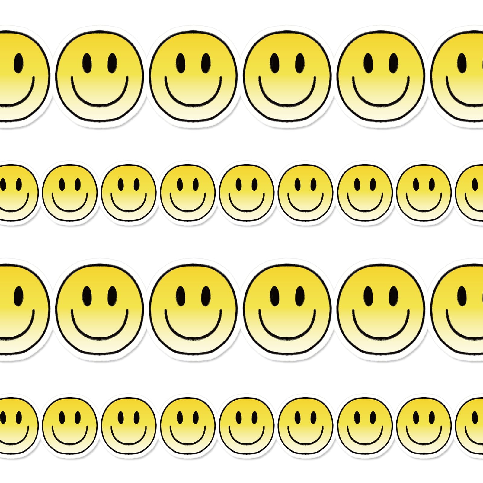 66Ft Happy Face Bulletin Board Border Bright Smile Face Self Adhesive Border Trim Stickers Roll for Back to School Classroom Office Chalkboard Decor