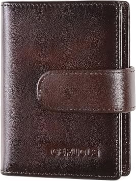 Credit Card Holder, Slim Leather RFID Blocking Wallet Debit Card Protector Organizer Case 22 credit card slots and 1 mirror window Leather Bifold Wallet Coffee