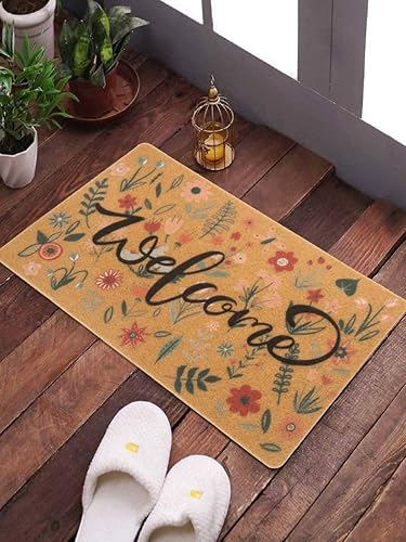 Miniatura 6 de Spring Welcome - Felpudo de fibra de coco floral  Tapete antideslizante para puerta delantera, tapete de primavera para decoración de entrada