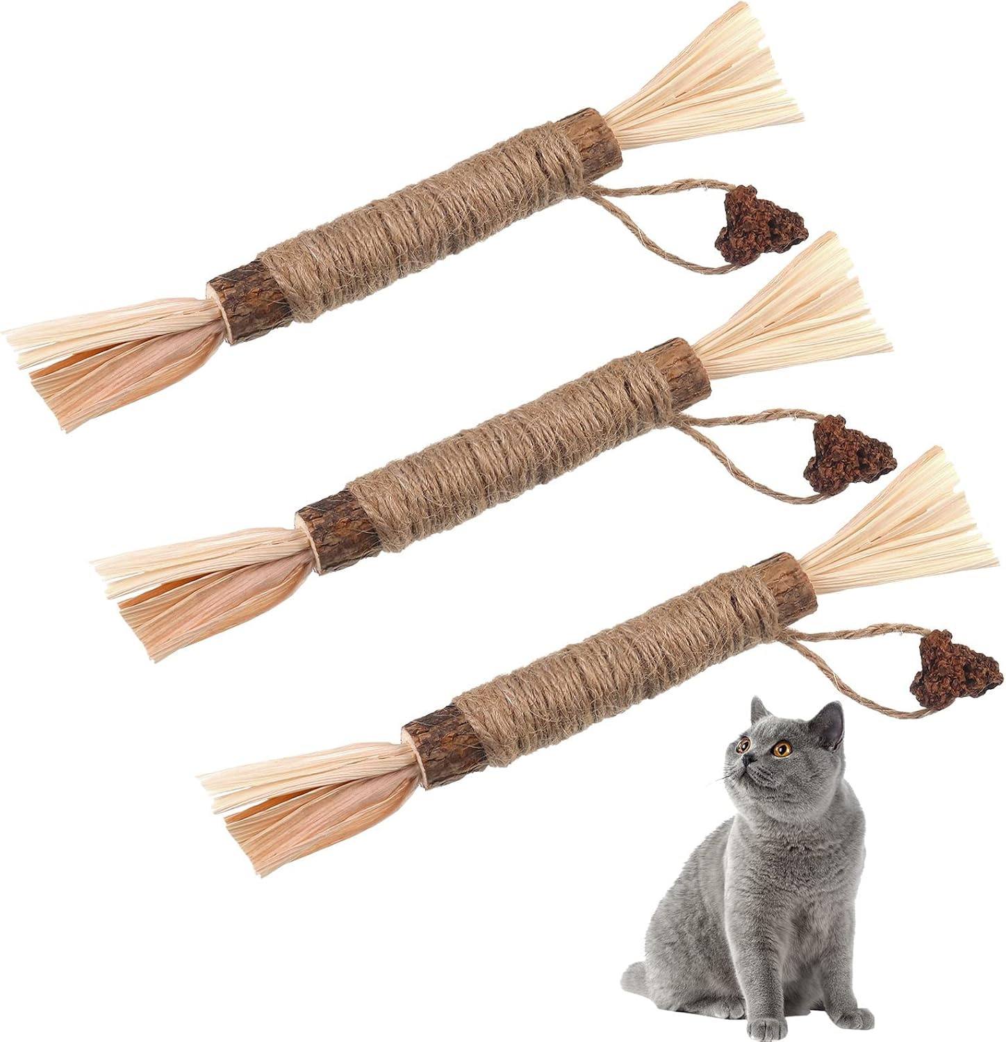HHHQ Catnip Toys,3 Pack Silvervine for Cats,Kitten Teething Toys for Aggressive chewers Interactive Kitty Toys Suitable for All Ages, Breeds
