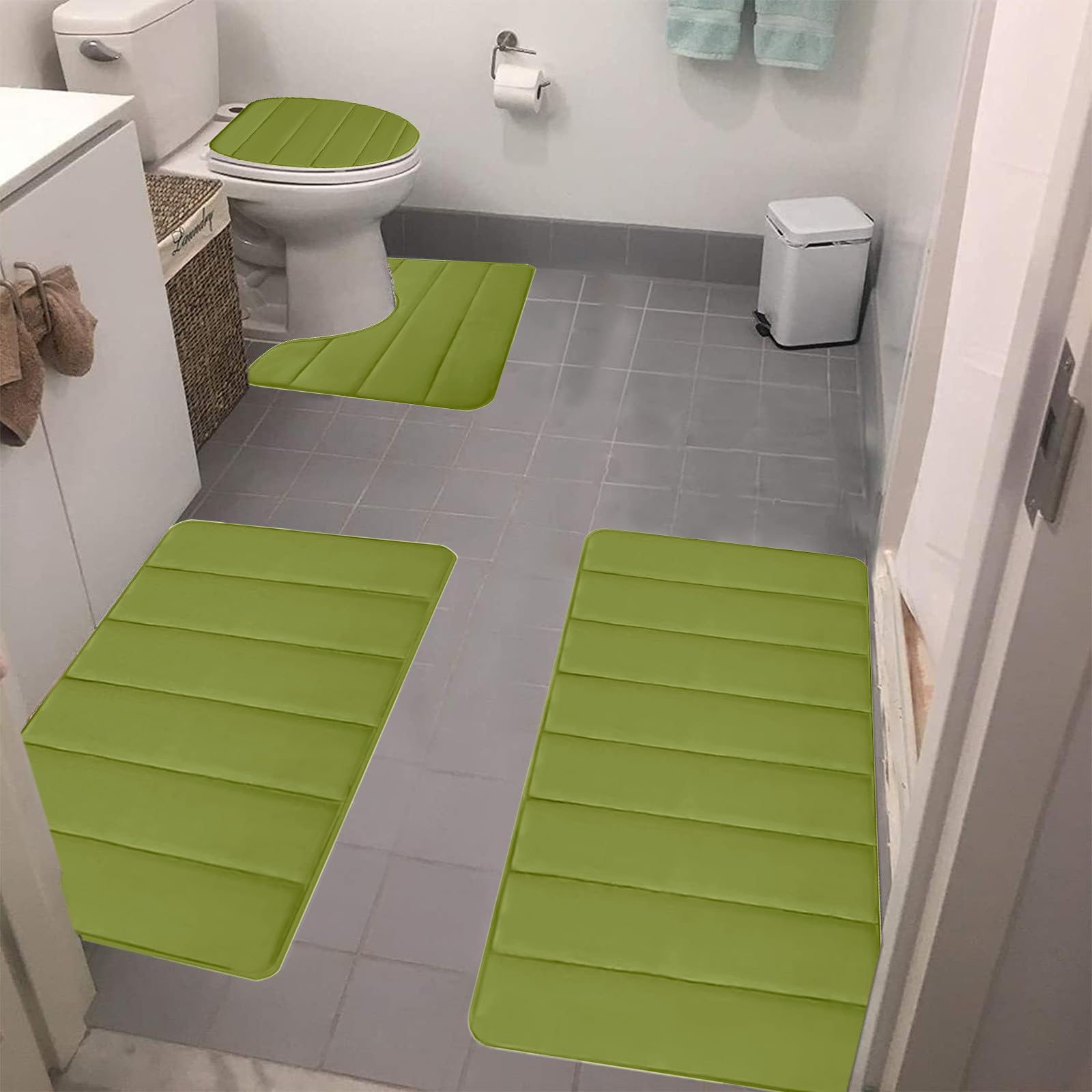 Luriseminger 4pcs Tapis de Bain, Antidérapant Tapis Salle de Bain
