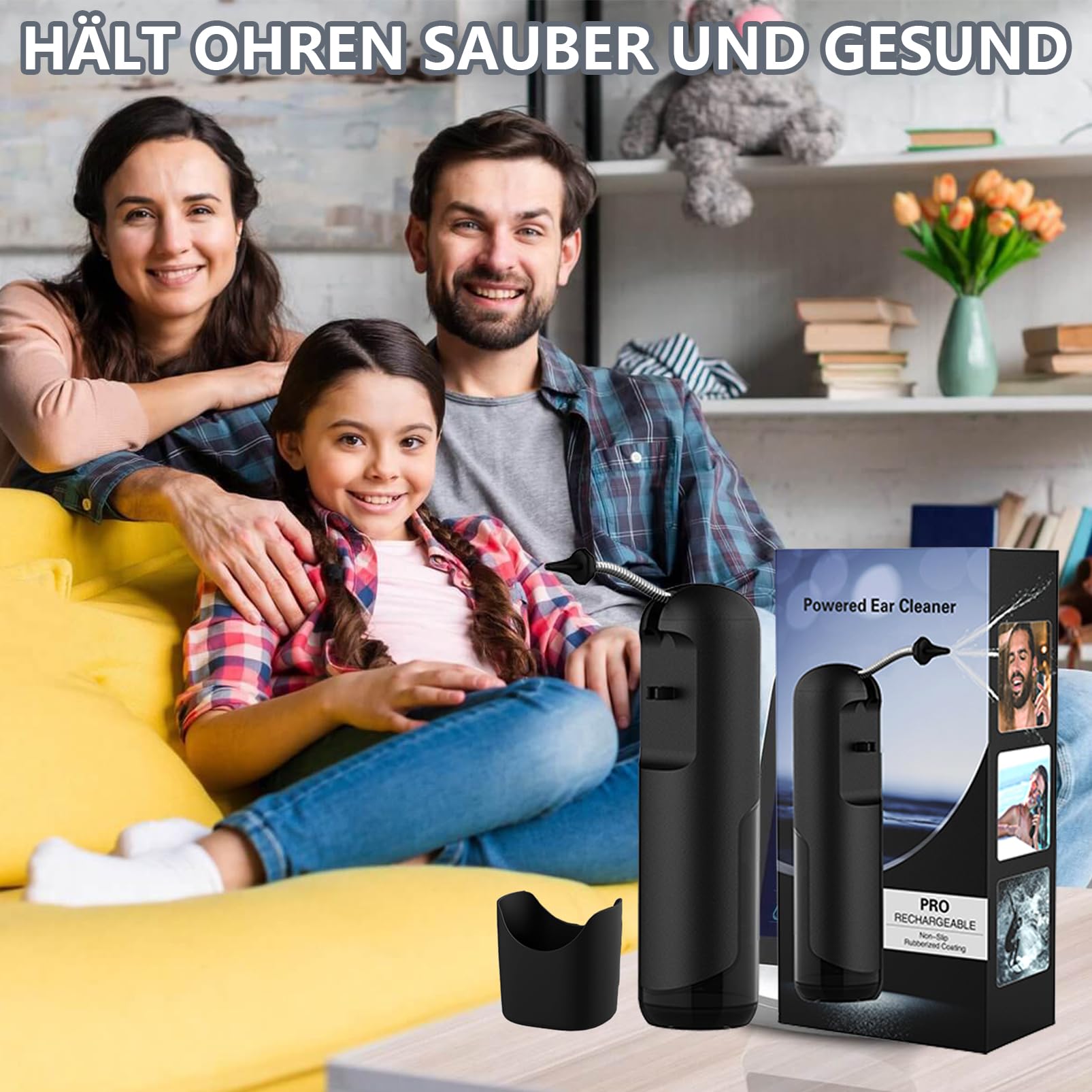 Ohrenschmalz Entferner, Elektrische Ohrenreiniger Massierenden Wasserstrahl Ohrenspülung -6 Ersatzspitzen Wiederaufladbare Wasserfestes Ohrendusche für Erwachsene Kinder Ohrspülgerät