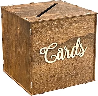 Rustic Wooden Card box 9x9x9 Inch Gift Card Box for Wedding Birthday Baby Shower Graduation Party