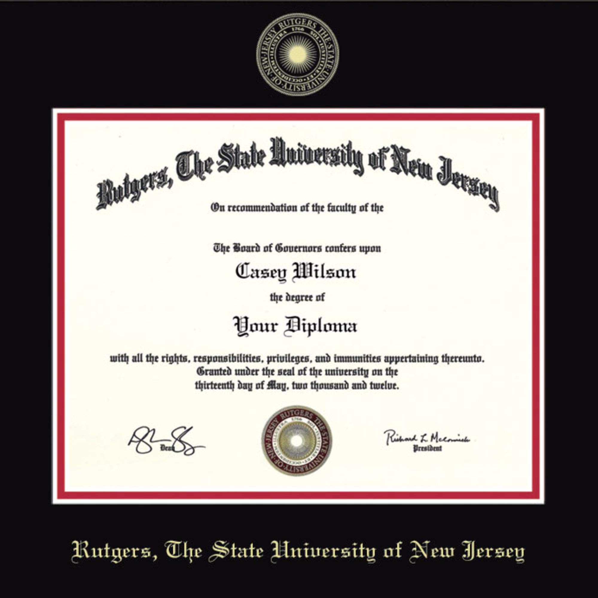 M. LA HART Rutgers University Masters/PhD Diploma Frame, The Fidelitas