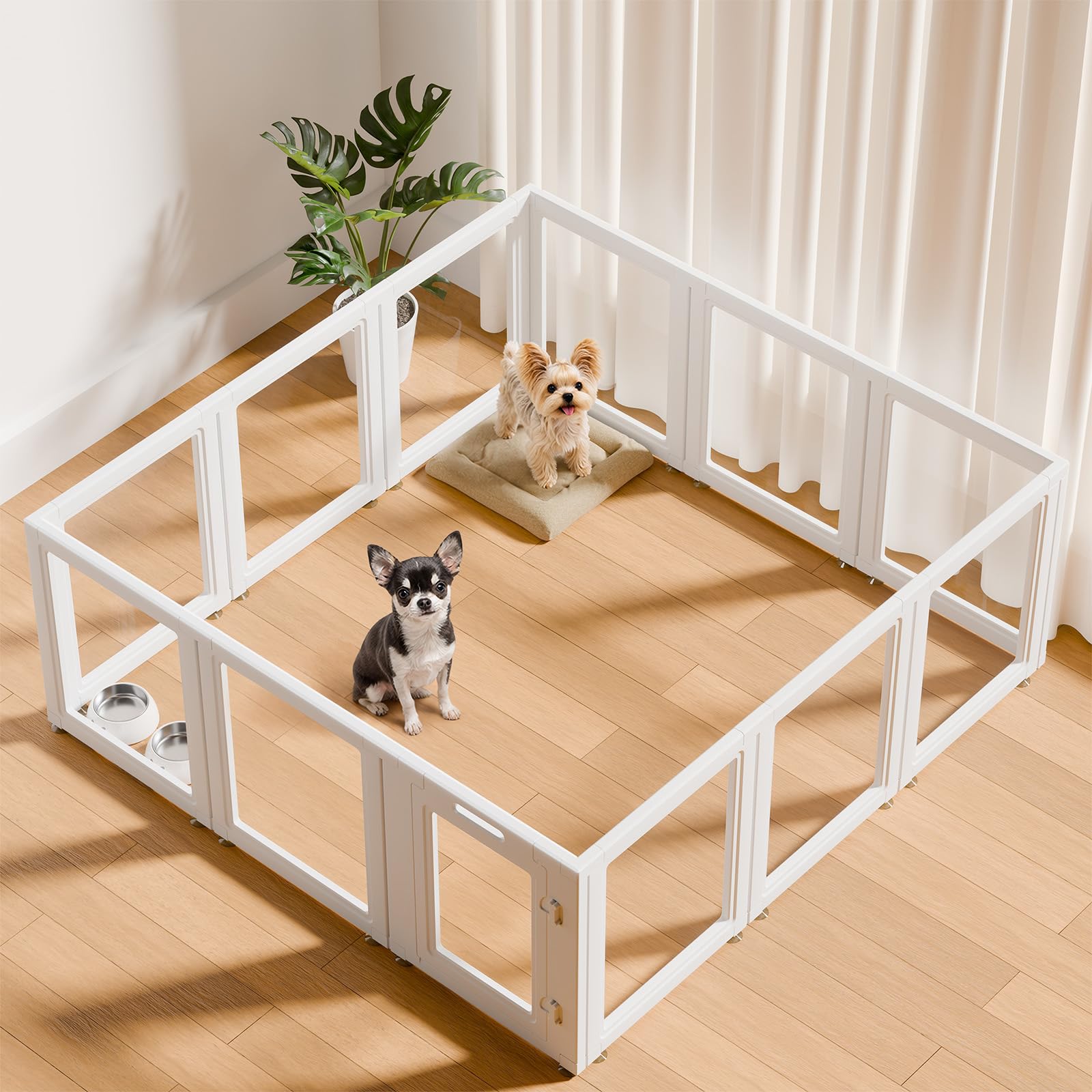 EVERFRONT Clear Acrylic Dog Playpen - Clear Dog Play Pen - Easy Assemble Acrylic Dog Playpen - Puppy Playpen, Cat Playpen, Small Animal Playpen, Dog Play Pen Indoors (24", 12-Pack)
