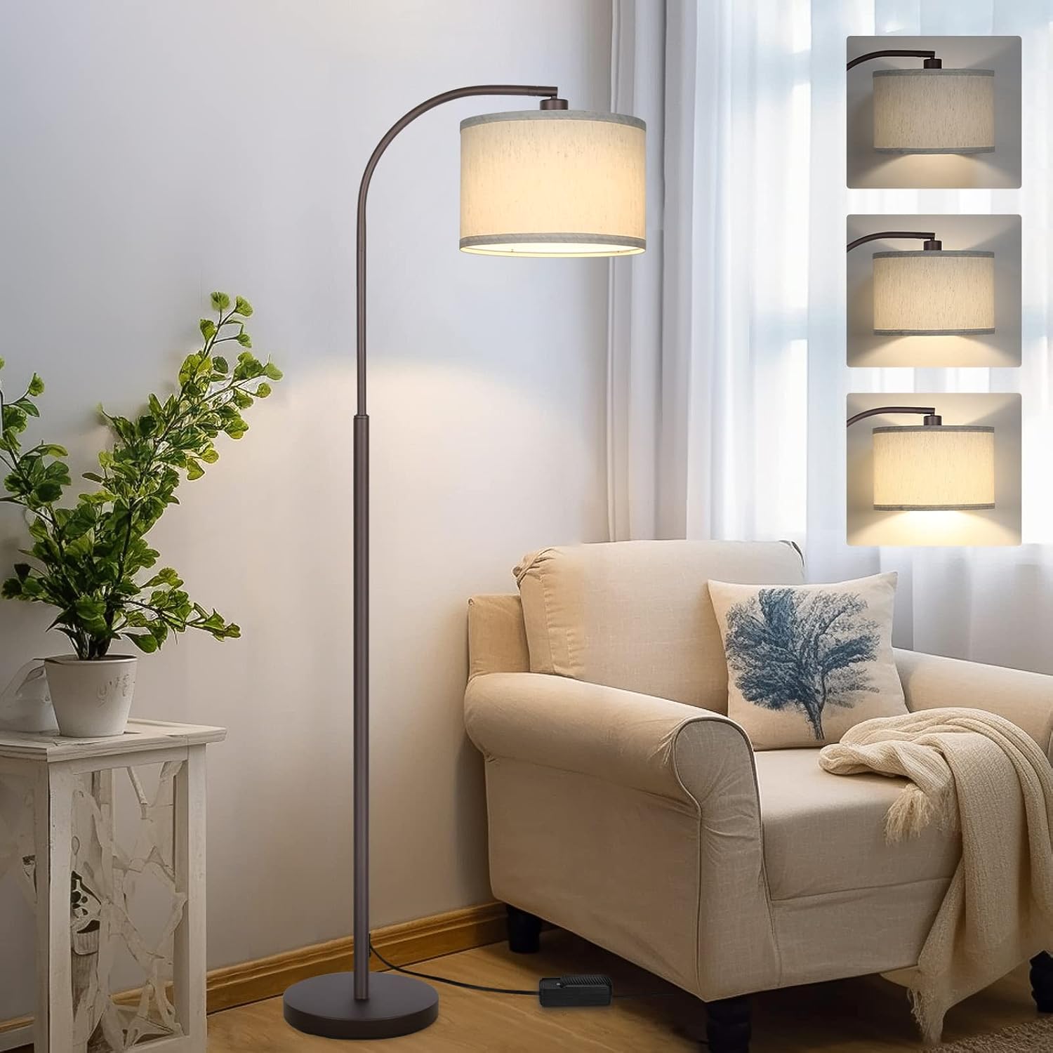 Boncoo Dimmable Floor Lamp, Arc Standing Lamp with Stepless Dimmer