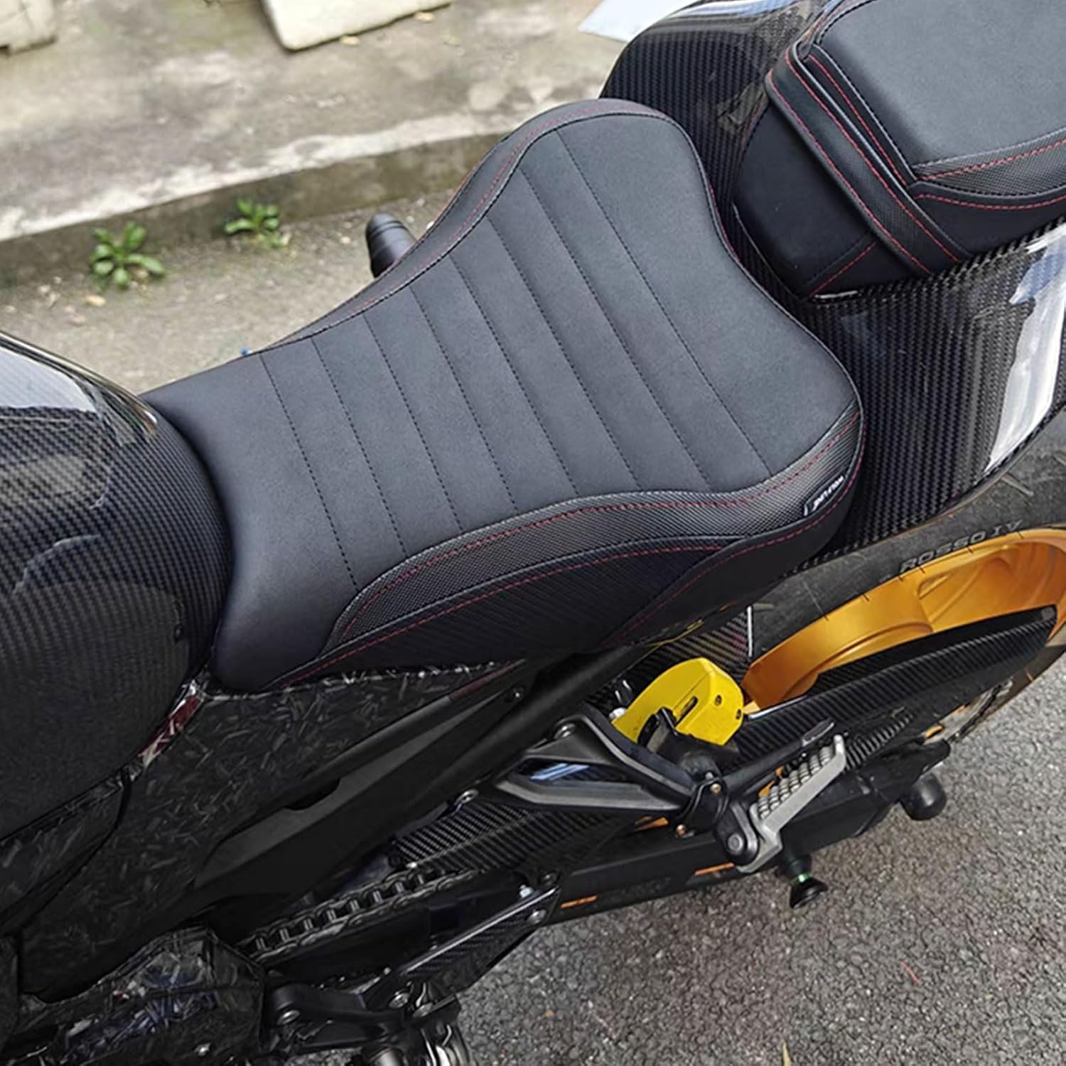 Touring Soft Waterpfroof Leather Front Driver Seat,Rear Passenger Seat Cushion Seat Pad Rear Pillion Seat fit for Z900 Z-900 2017 2018 2019 2020 2021 2022 2023 2024(Front Seat-Black)