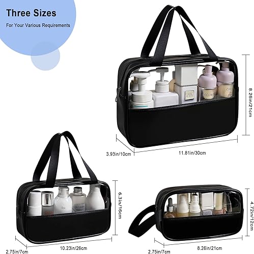 Miniatura 3 de SOMIER Paquete de 4 bolsas de aseo transparentes impermeables, aprobadas por la TSA, bolsa de transporte con cremallera de PVC, portátil,