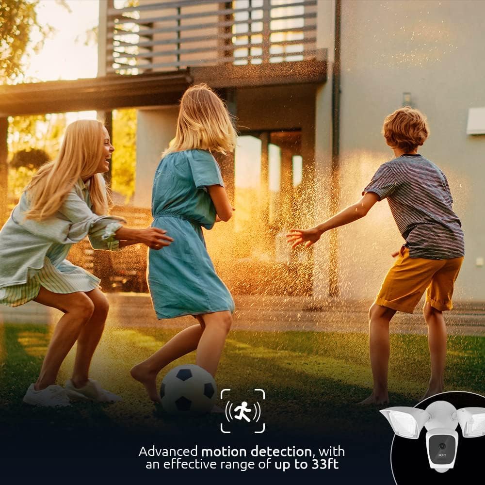 NEXXT Smart Wi-Fi Floodlight Camera - Sicurezza esterna, 2500 lumen, 2K 150 ° Vista, Resistente alle intemperie, Rilevamento del movimento, Visione notturna, Controllo App | Camara de Seguridad