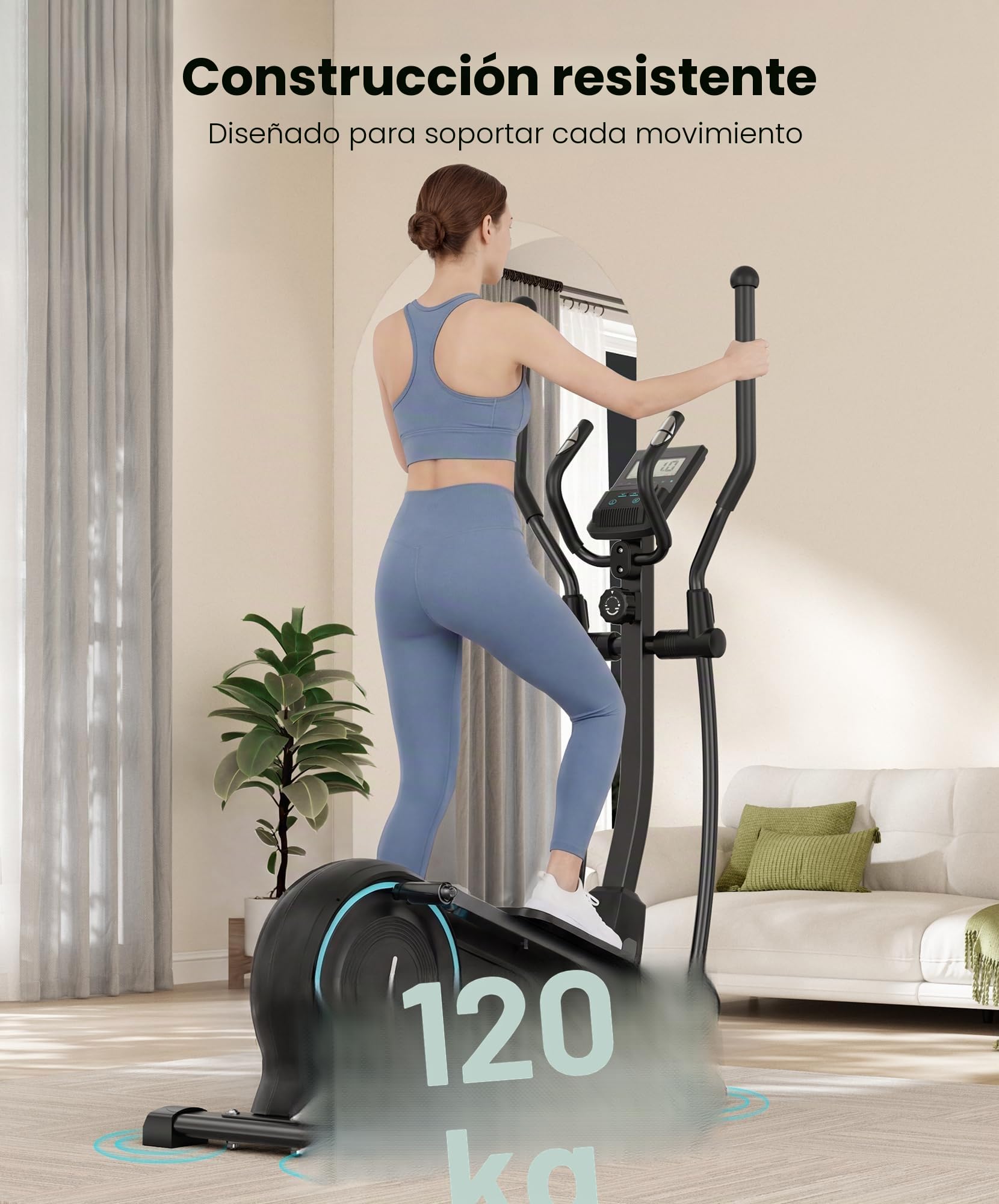 Dripex Bicicleta Elíptica para Casa, Silenciosa con Resistencia Magnética de 16 Niveles, Soporta 120 kg, Monitor LCD, Entrenamiento de Cardio y Cuerpo Completo