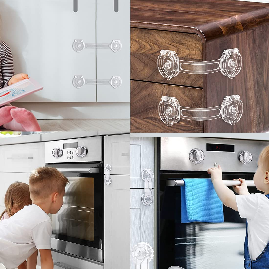 Cerraduras de seguridad para niños,cerraduras para bebé para armarios seguridad del cajón del bebé cerradura de la puerta bebéUtilizado en refrigeradores y baños（10 Piezas ）