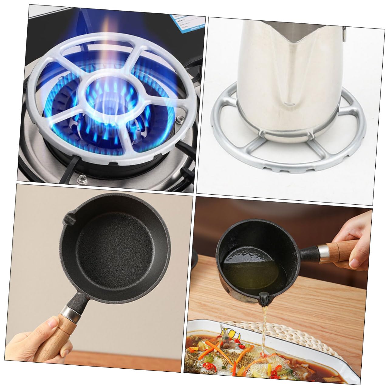SHINEOFI Mini Gusseisen Pfanne mit Holzgriff Robuste Antihaftbeschichtete Saucepfanne für Milch Öl und Butter Kompakt und Tragbar für Herd und Outdoor-camping Höhe
