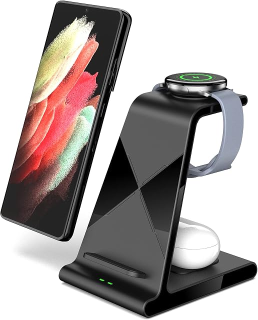 leChivée Wireless Charger, 3 in 1 Wireless Charging Station 15W Wireless Charger Stand Compatible with Samsung Z Flip/Fold 4/S22/S21/Z Fold 3/Flip 3, Samsung Watch 5 Pro/5/4/Gear S4,Galaxy Buds Pro/2