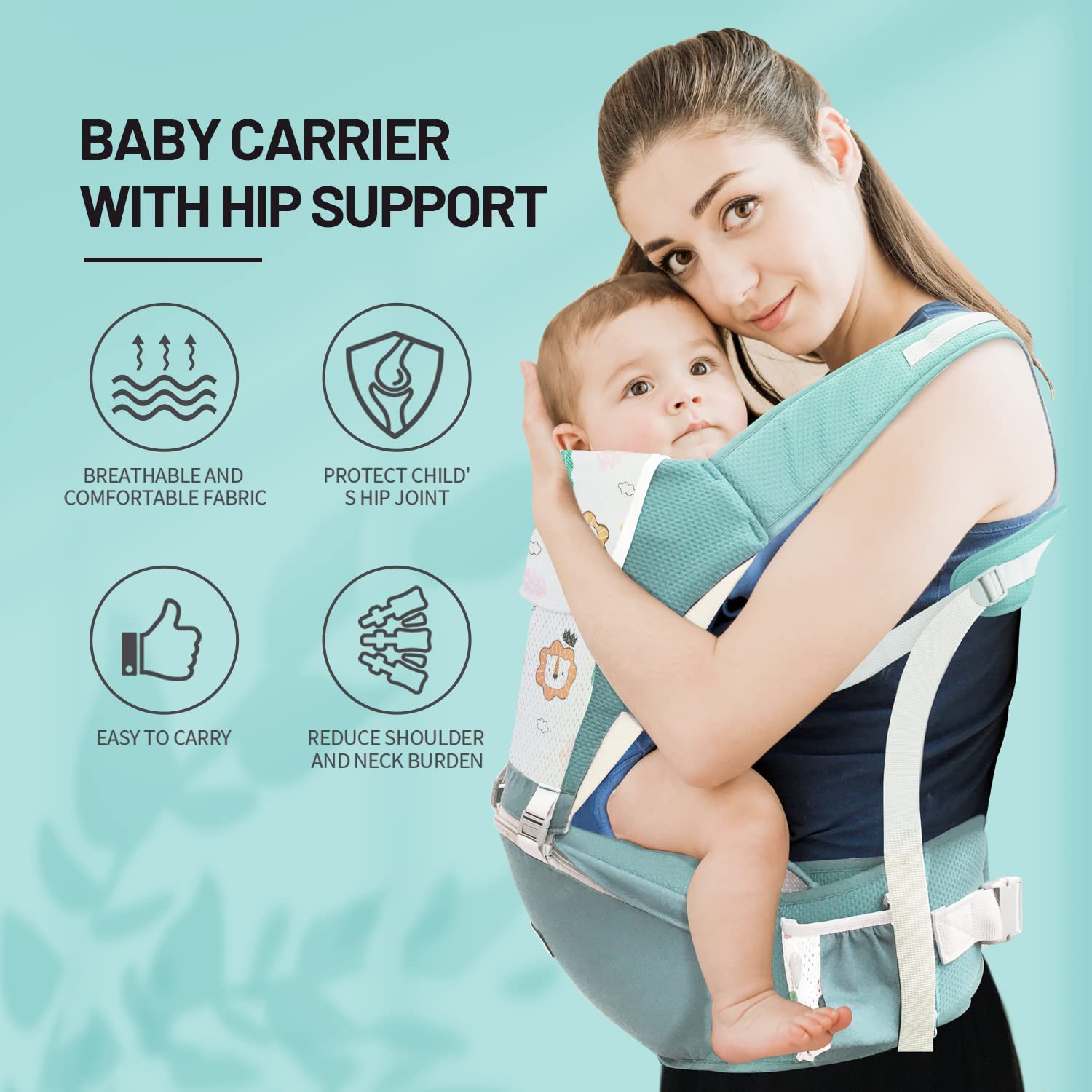 Babytrage für Neugeborene ab Geburt,Babytrage Neugeborene ab Geburt für 0-36 Monate,Baby Trage Ergonomische mit Hüftsitz,Tragetuch Baby mit Lätzchen,Kindertrage für Babys von 4 bis 20 kg