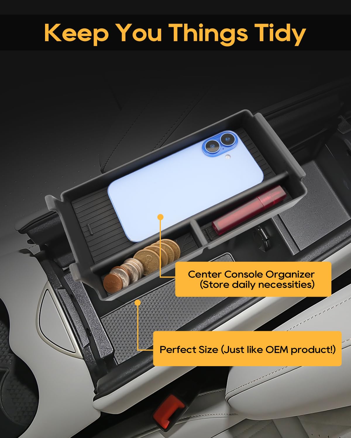 YEE PIN Compatibile con Cupra Tavascan 2025 2026, contenitore per console centrale, bracciolo centrale, vano portaoggetti, organizer con tappetino antiscivolo, per Tavascan VZ EV 2026 2027 accessori