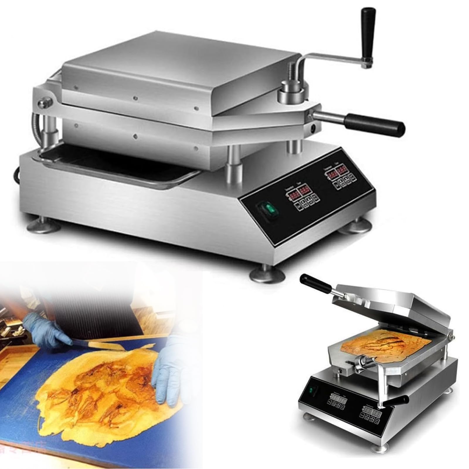 Machine À Tako Senbei pour Crevettes Fraîchement Préparées, 2 800 W, Rôtissoire À Crêpes, Panneau De 30 X 30 Cm, Crêpière Instantanée, Plage De Contrôle De Température De 50 À 299 °C