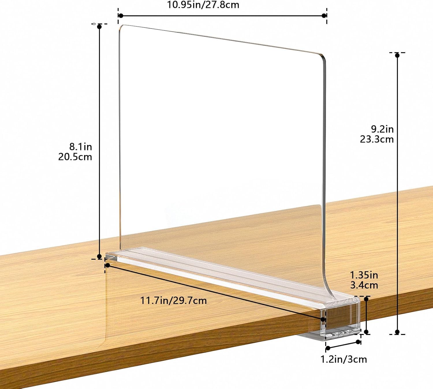 BTSD-home 8 Pack Acryl Plankverdelers voor Kastorganisatie Clear Plank Dividers voor Houten Planken in Slaapkamer, Keuken en Kantoor
