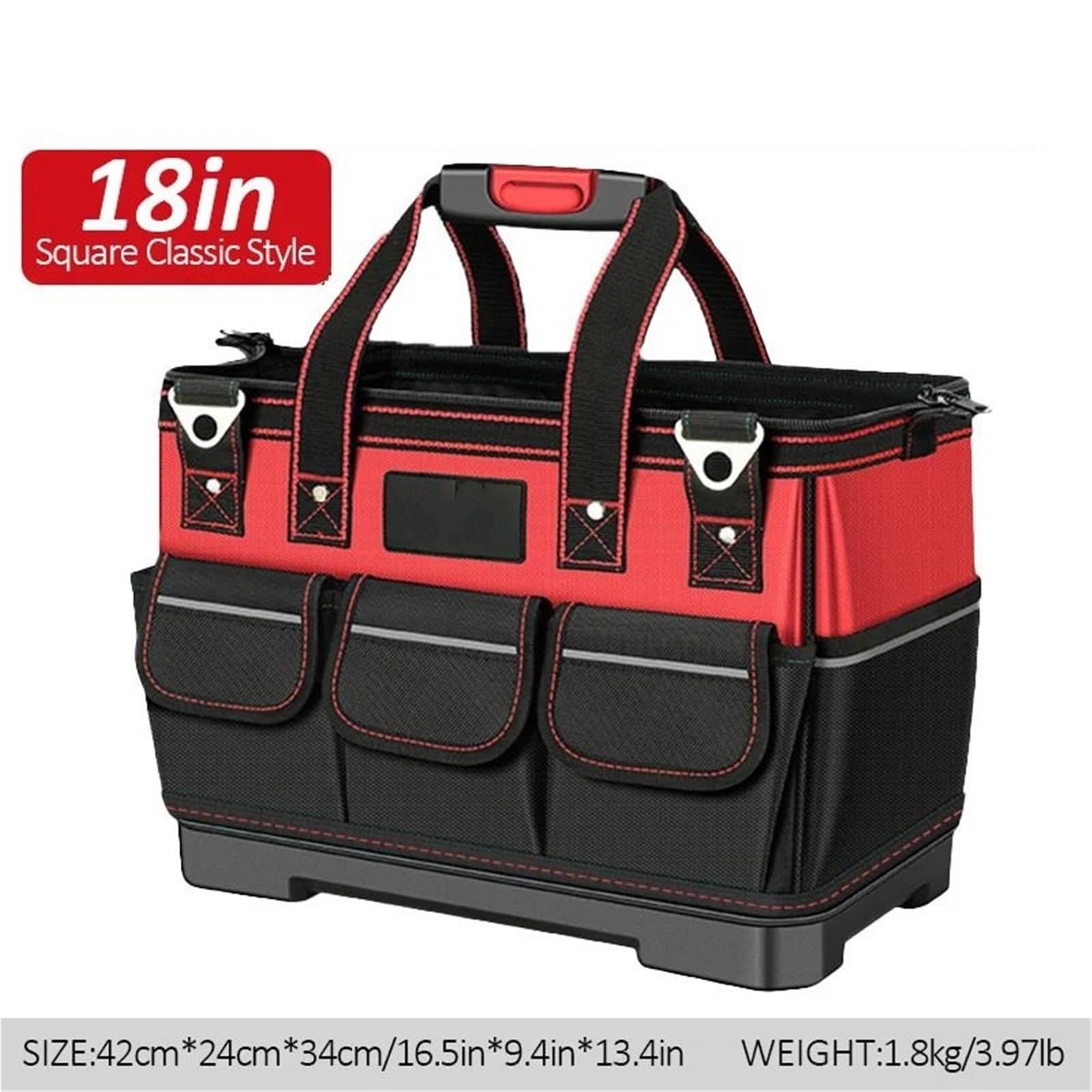 Borsa portautensili, borsa portautensili a bocca larga con base rigida in ABS, adatta per elettricisti, idraulici, proprietari di casa Tool scatola per l'organizzazione