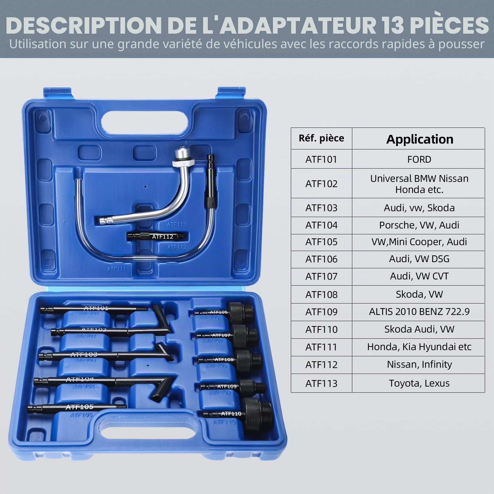 FreeTec Remplissage Boite de Vitesses, 10L Automatique Pompe Extractionet et Distribution de Huile Transmission, Outil Remplissage Hulie Boite de Vitesse avec 13 ATF Adaptateurs pour Voiture