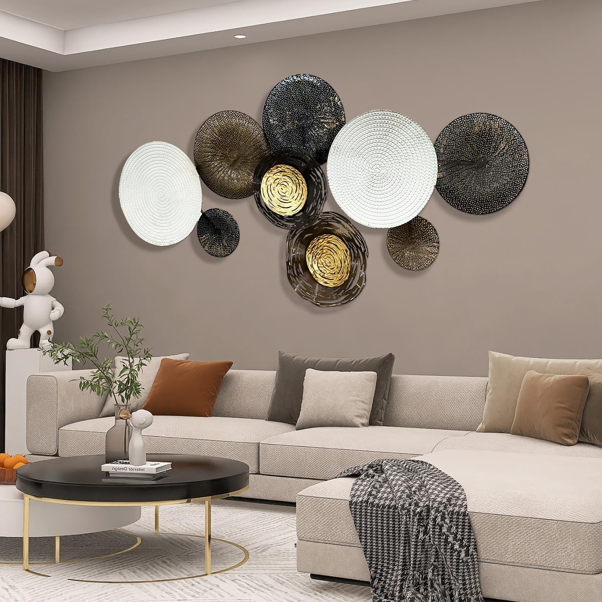 HAVFIFK Wall Decor,Modern Metal Flower Decoration Wall Art, 51 X 24 Large 3D Creative Metal Wall Sculptures, Living Room Bedroom Den Aesthetic Wall Art Decor HAVFIFK Wall Decor,Modern Metal Flower Decoration Wall Art, 51 X 24 Large 3D Creative Metal Wall Sculptures, Living Room Bedroom Den Aesthetic Wall Art Decor