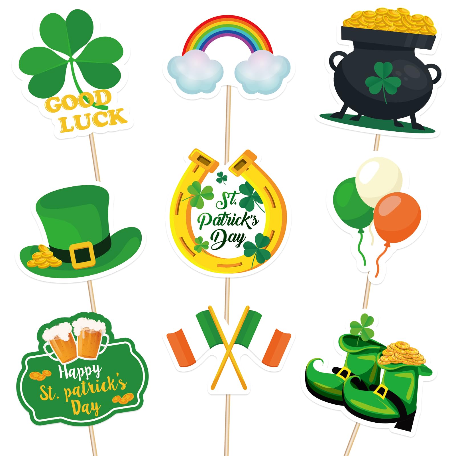 144PCS St. Patrick’s Day Cupcake Toppers Decorations - Shamrock Lucky Irish Toothpicks Food Picks Appetizers Sticks Party Supplies