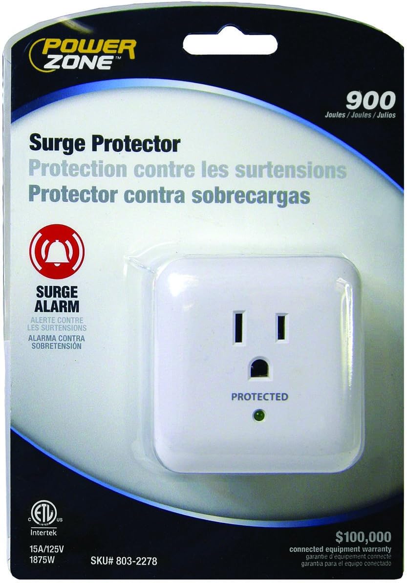 Powerzone OR802105 Surge PROTECTOR Tap, 125 V, 15 A, 1 Outlet