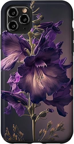 Funda para iPhone 11 Pro Max con diseño de flores moradas Larkspur