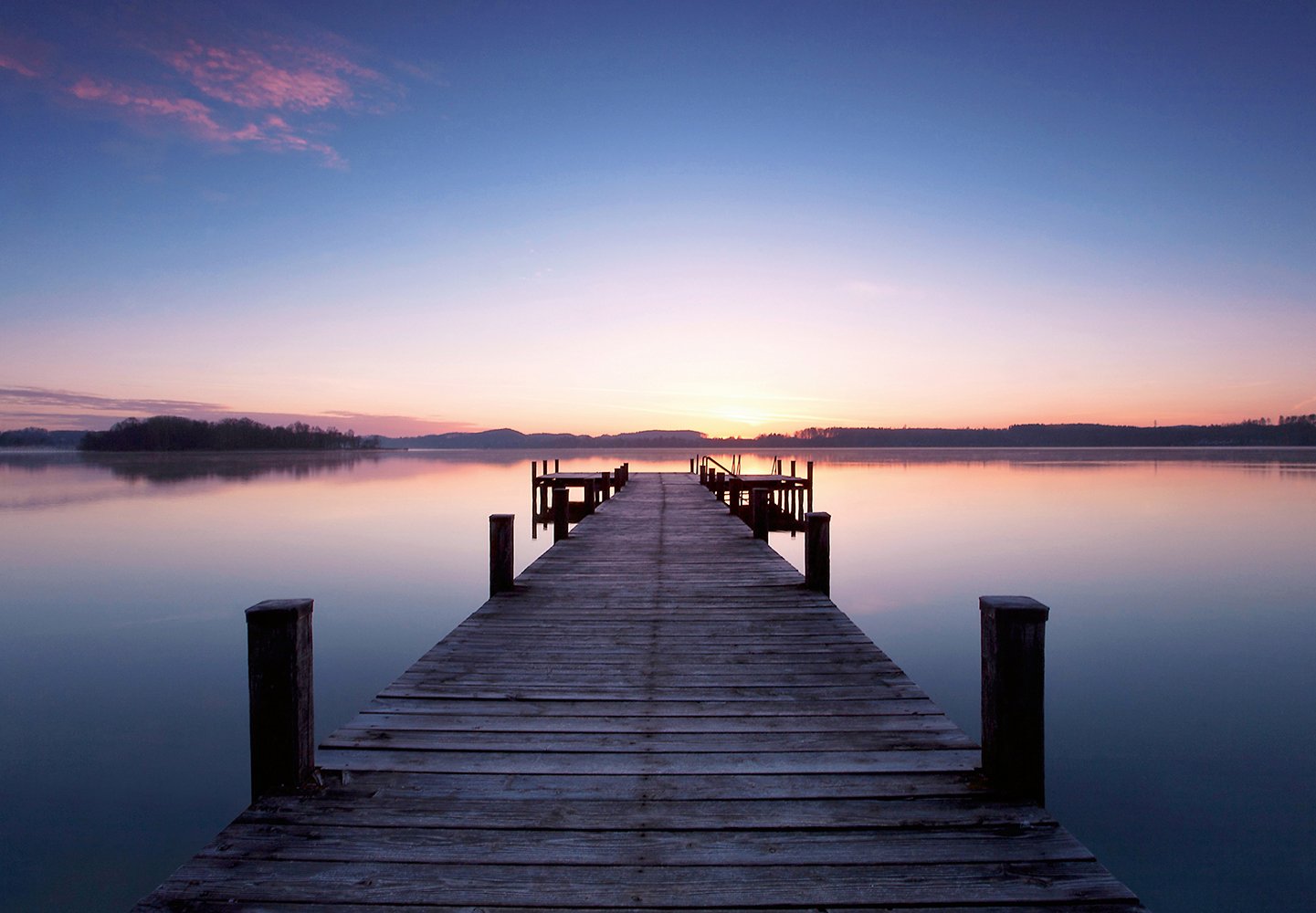 Ideal Décor DM953 Pier at Sunrise Wall Mural, Pastel