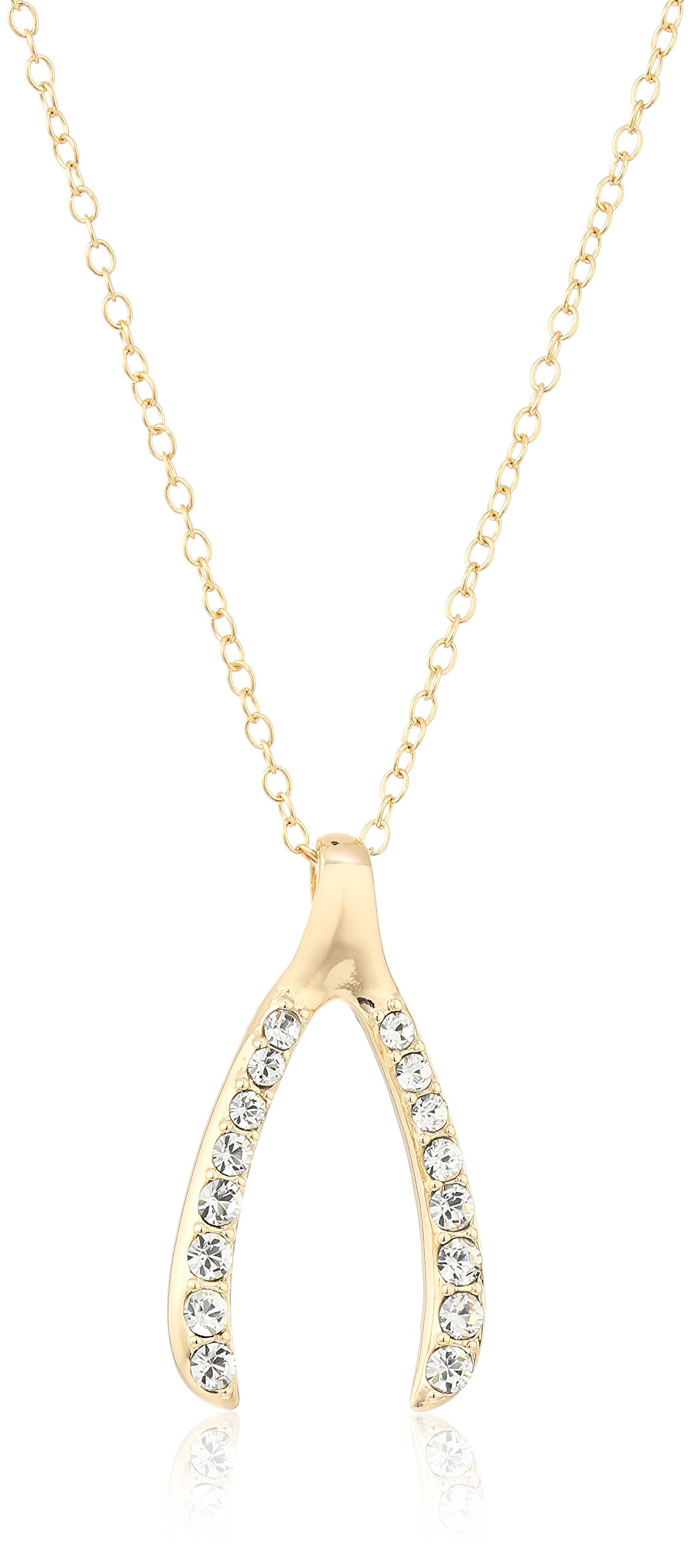 Morgan & Paige'MORGAN & PAIGE 925 Sterling Silver 1'' Wishbone Pendant Necklace on 18'' Chain - Rose Gold/Yellow Gold/Silver'