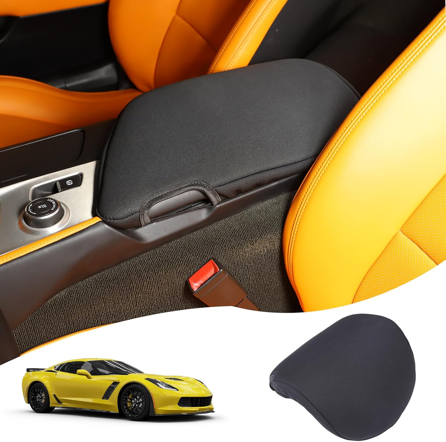 Central Control Lid Armrest Cover Compatible with Chevrolet Corvette C7 2014-2019 Armrest Box Panel C7 Armrest Container Protection Cover Fabric Car Interior Accessories