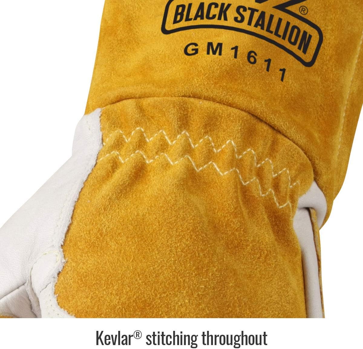 Revco GM1611 Top Grain Leather Cowhide MIG Welding Gloves with Reinforced Palm & Thumb and Index Finger, Seamless Forefinger, 5" Cuff For Extra Protection (Extra Large)
