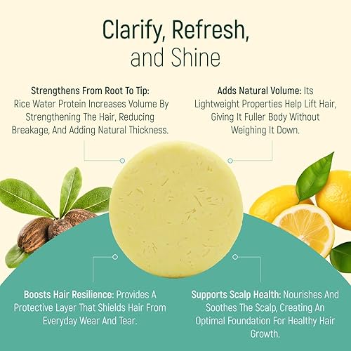 Miniatura 5 de Barra de champú de agua de proteína de arroz sólido con jabón para el cabello con efecto acondicionador - Barras de champú para cabello con todos