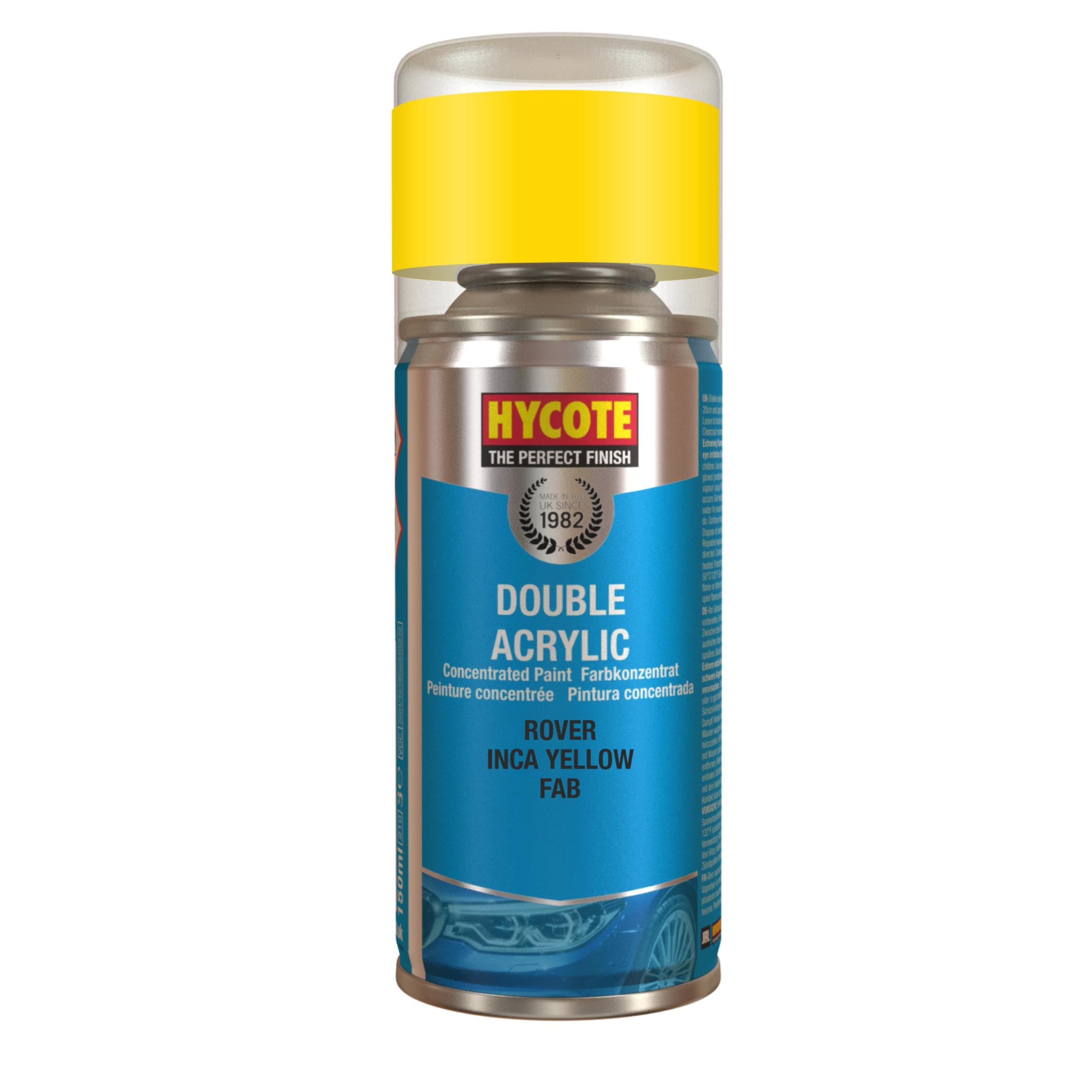 Hycote Double Acrylic Aerosol Car Spray Paint, Rover - Inca Yellow, 150 ml