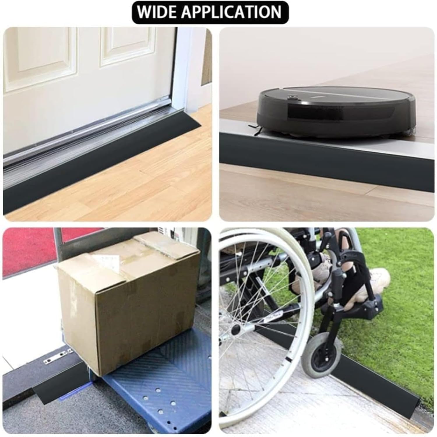 Floor Transition Strip PVC Door Threshold Ramp Doorway Edge Trim Flooring Edging Trim for Laminate Doorway Carpet Tile Floor Edge Threshold from 1/2" to 3/5" (Black, 3.3Ft)