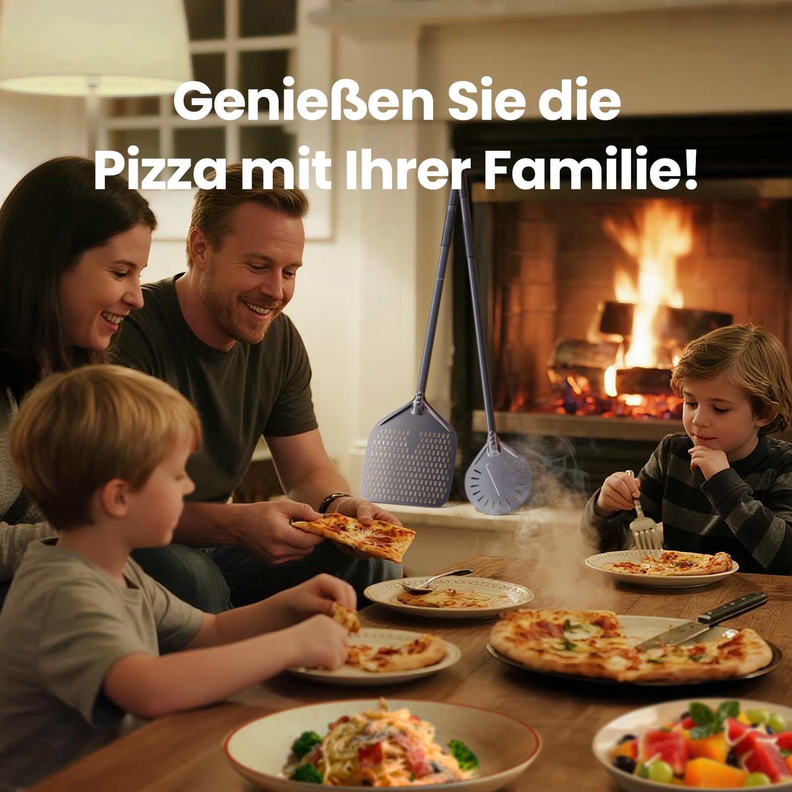 Pala para pizza perforada profesional de aluminio anodizado duro de 30 cm y 23 cm, pala de 120 cm
