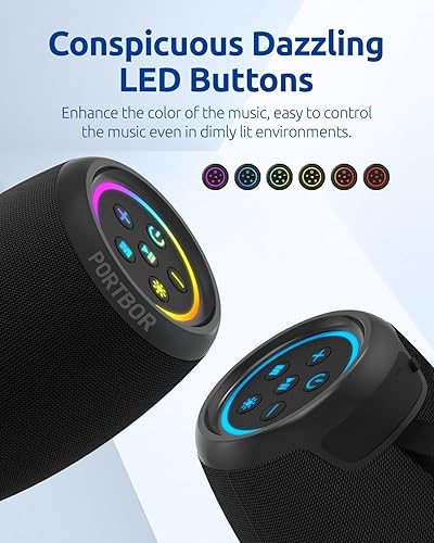 Miniatura 6 de Altavoz Bluetooth, inalámbrico portátil, potente sonido estéreo, IPX5 impermeable, tiempo de reproducción de 15 horas, BT5.3, emparejamiento