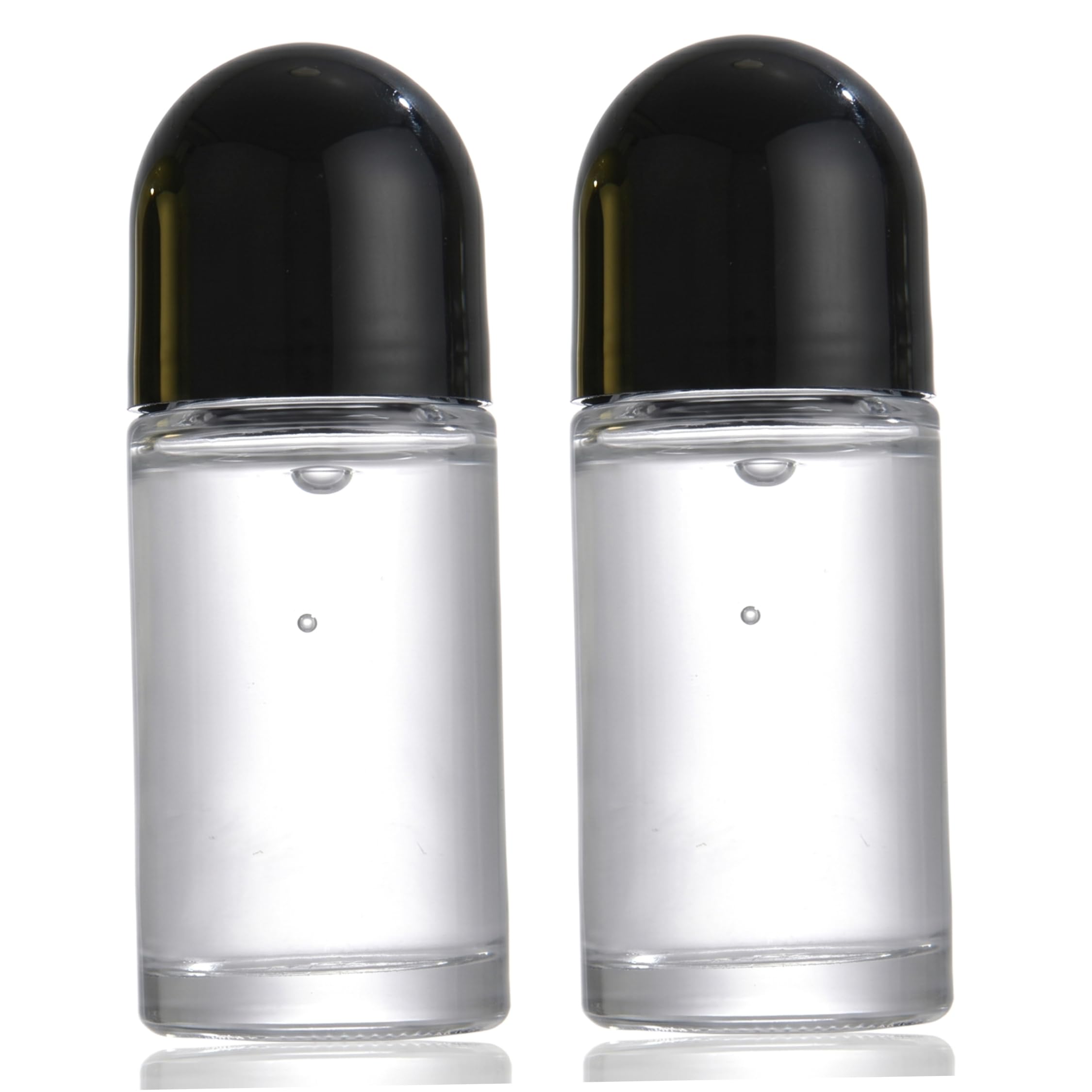 Bemonew Refillable Roller Ball Applicator, 2 Pcs 50ml Oil Roller Bottles, Empty Rollerball Bottles For Oil With Clear Glass Body, Black Cap