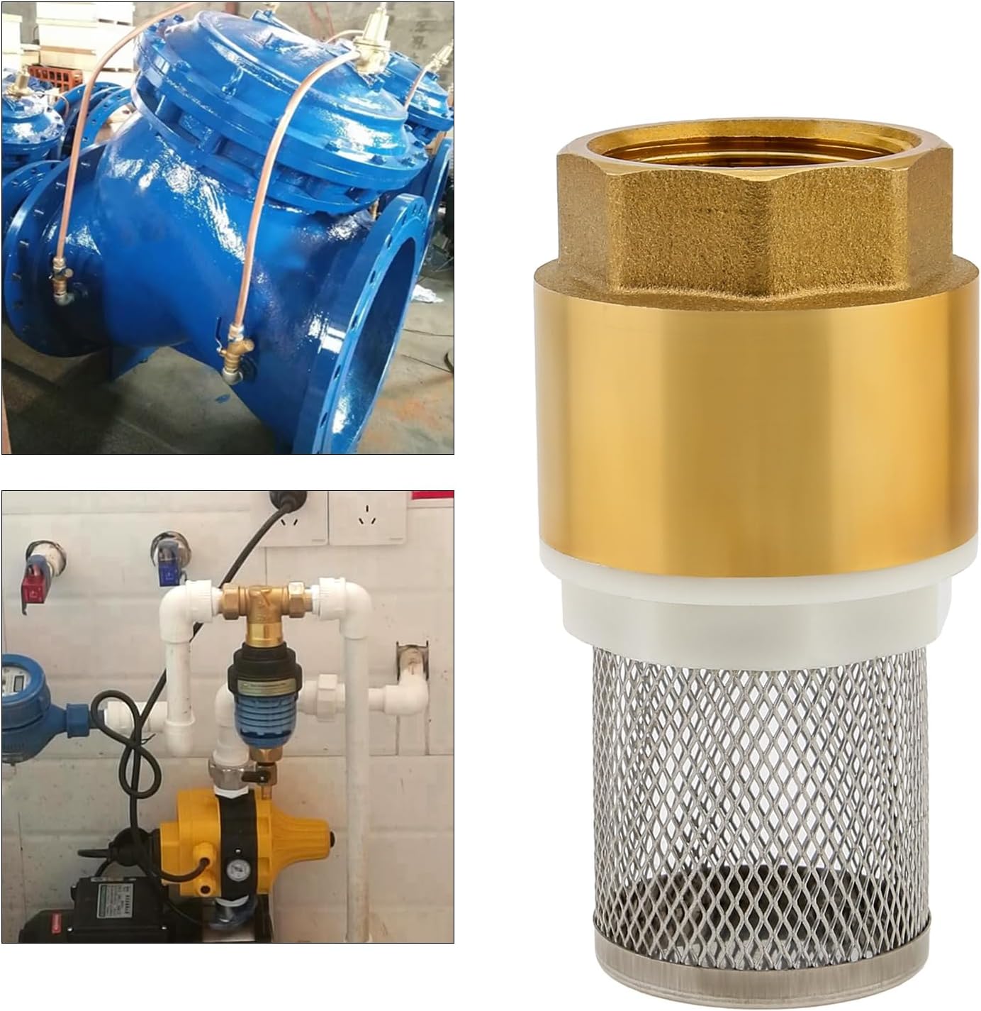 Foot Valve 1", PNXKTXO DN25 Brass Check Valve Water Pump Bottom Valves Foot Valve with Filter