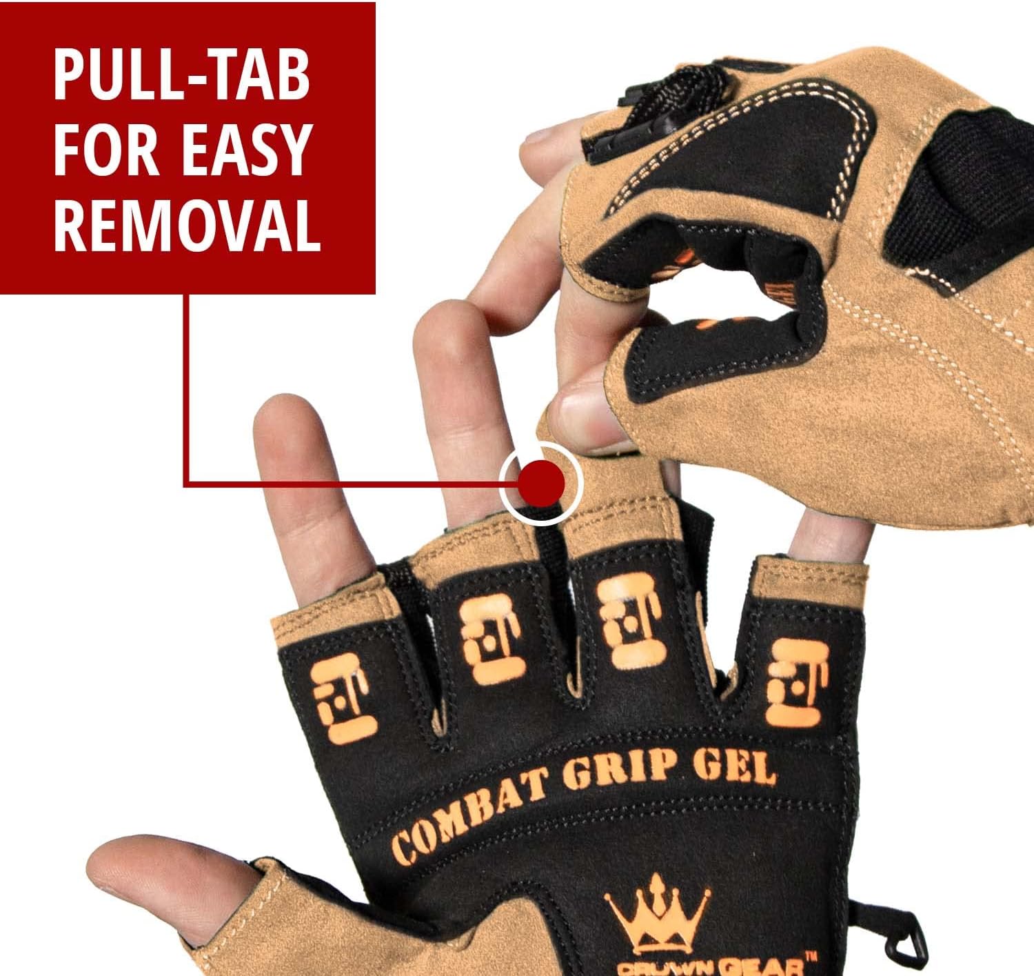 Crown Gear Weightlifting Gloves for Crossfit Workout Training - Fitness Gym Bodybuilding Gloves for Men or Women - Best for Heavy Weight Lifting Exercise Integrated Full Wrist Support Wraps