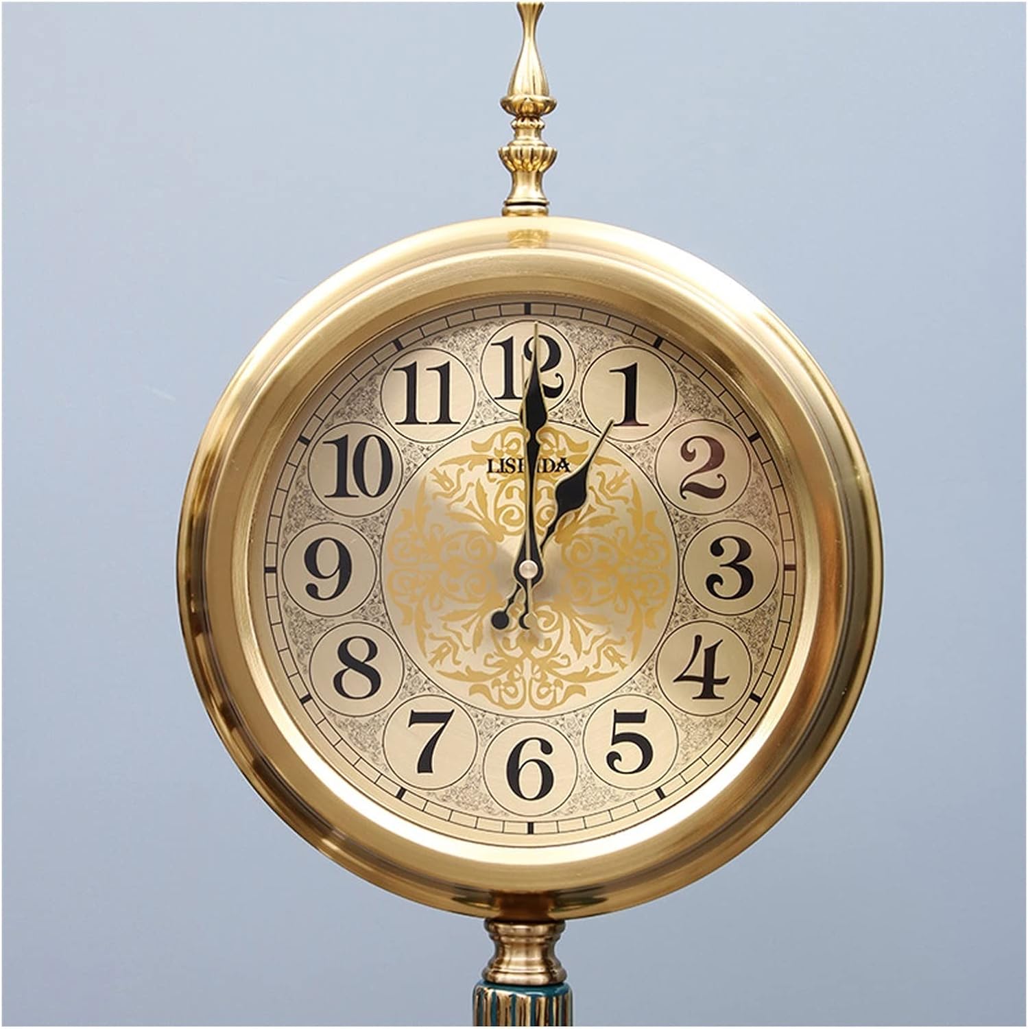 Mantle Clock Floor Standing Clock Living Room Retro Ceramic Clock Clock Ornament Clock Metal Bedroom Table Clock Desk Clock Vintage Mantel Clock (Color : Brass)