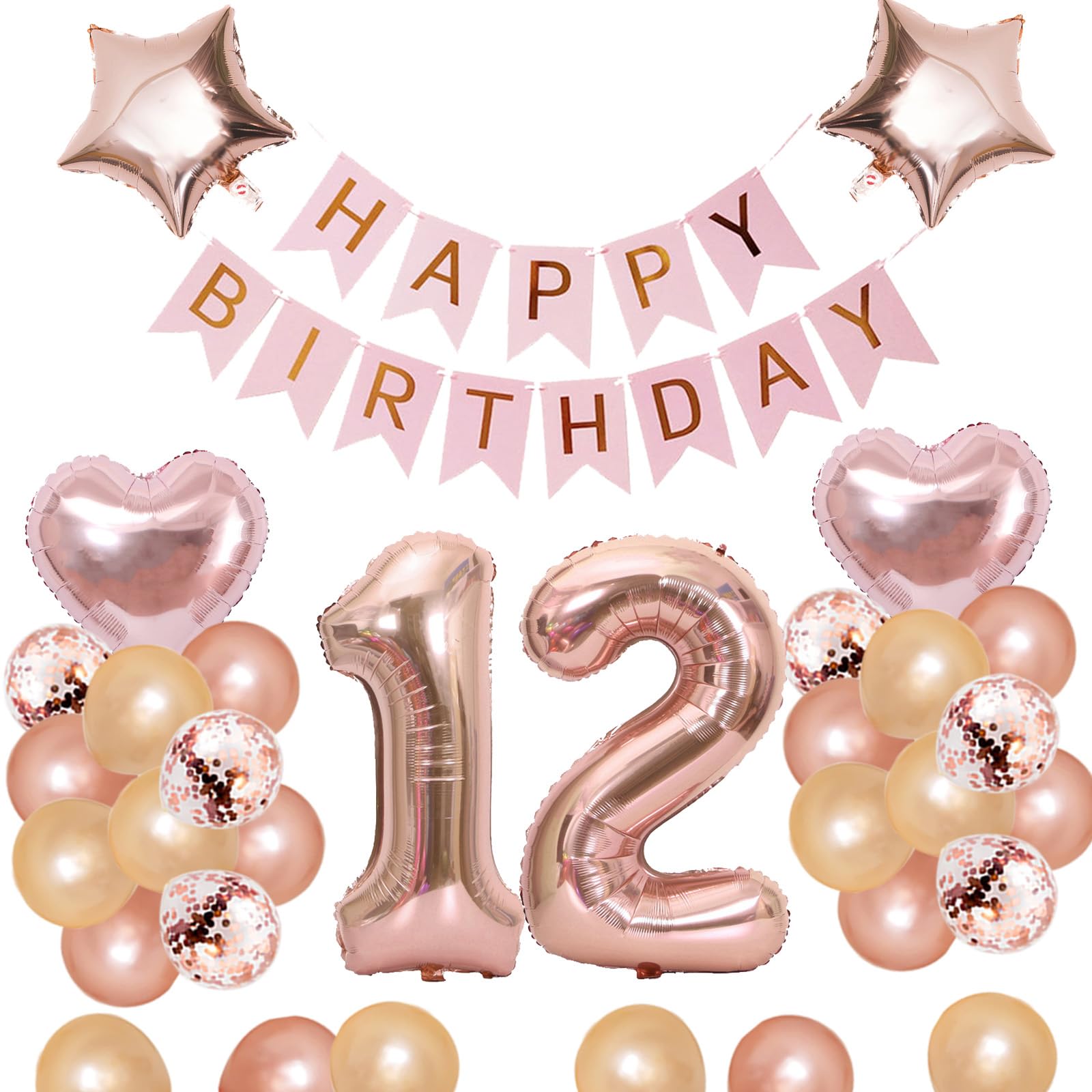 Amazon | 12歳 誕生日 バルーン 風船 飾り付け セット 数字バルーン 12