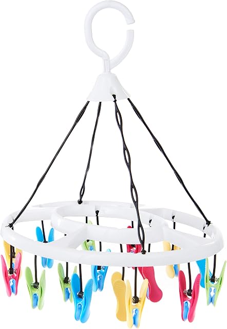 culiclean Dryer with 16 Soft Clip Pegs (white with Pegs blue-yellow-green-pink)